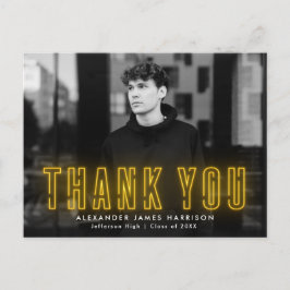 Modern Gult Neon Photo Studenten Tack Vykort