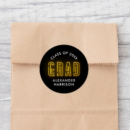 Modern Gult Neon Studenten Runt Klistermärke