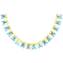 Modern Gult och blå vattenfärg Lycklig Pension