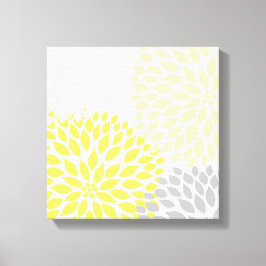 Modern Gult och Grått Dahlia Square Wall Art md Canvastryck