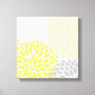 Modern Gult och Grått Dahlia Square Wall Art md Canvastryck
