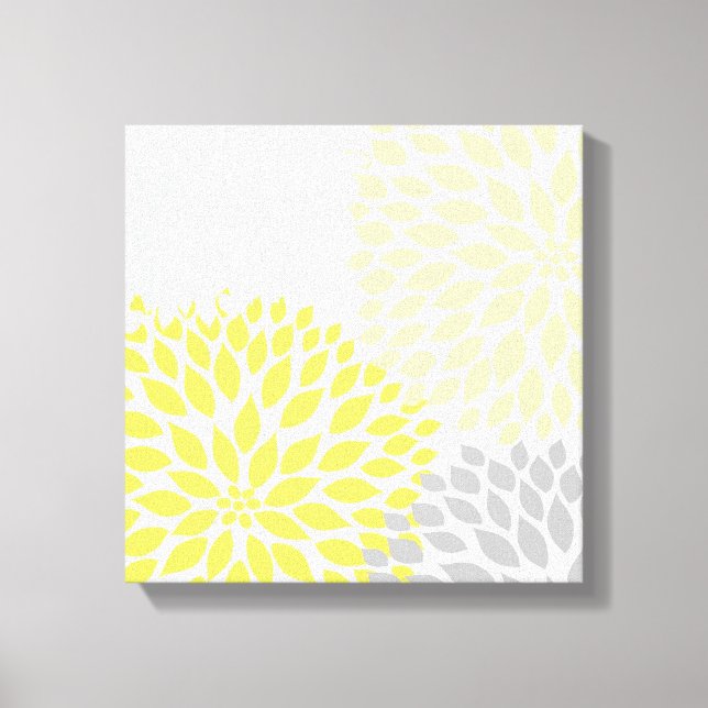 Modern Gult och Grått Dahlia Square Wall Art md Canvastryck (Framsida)