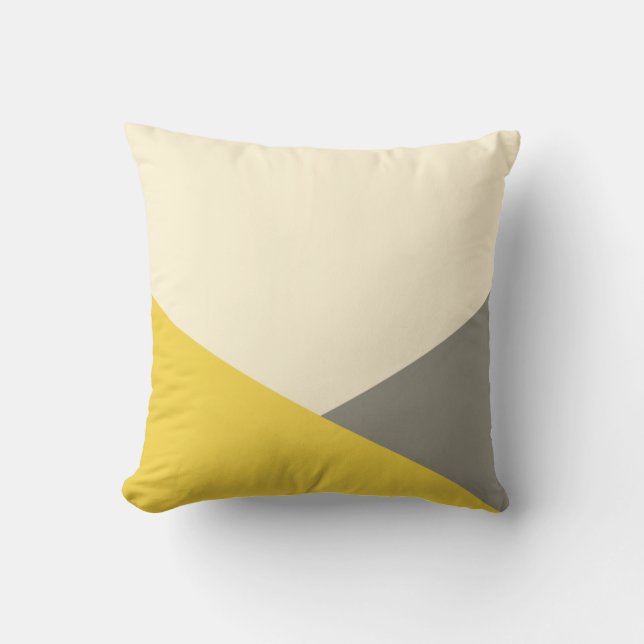 Modern Gult och Grått Geometric Mönster Kudde (Framsida)