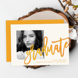Modern Gult Ombre Typography Photo Grad Party Inbjudningar