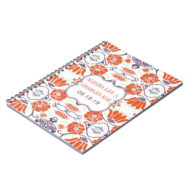 Modern Gult Orange Aqua Mint Guest Bok Anteckningsbok (Vänstra Sidan)