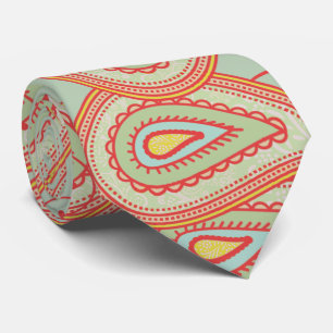 Modern Gult Orange Aqua Mint Paisley-gåvor Slips