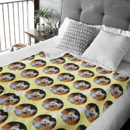 Modern Gult Pet Photo Paw Skriv ut Mönster Cute Fleecefilt