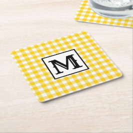 Modern Gult Play Monogram Underlägg Papper Kvadrat