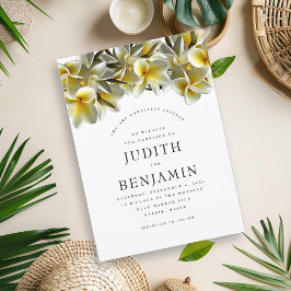 Modern Gult Plumeria-bröllopsinbjudan Inbjudningar