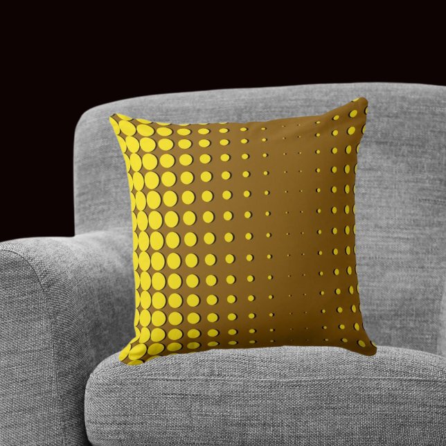 Modern Gult-rasterpunkter Kudde (Modern Yellow Halftone Dots Throw Pillow)