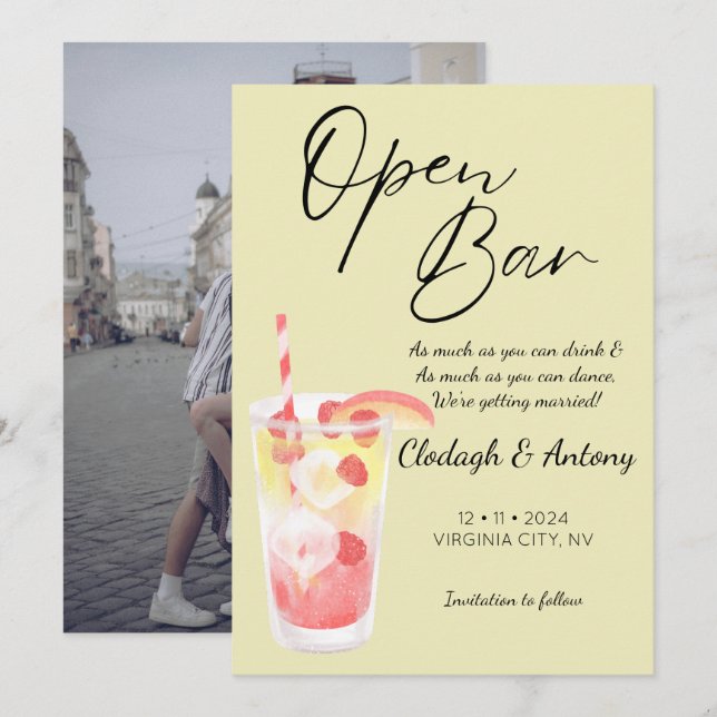 Modern Gult - roligt foto Spara Datumet (Fram/baksida)