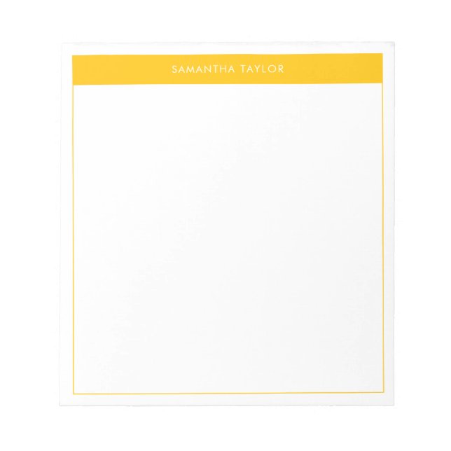 Modern Gult Simple Gräns Namn Anteckningsblock (Framsida)