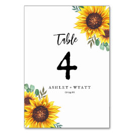 Modern Gult Solros Bröllop Bordsnummer