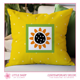Modern Gult Solros Polka Dot Mönster Kudde