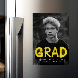 Modern Gult Spray Paint Photo Studenten Magnetisk Inbjudningskort