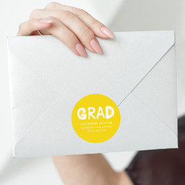 Modern Gult Spray Paint Studenten Runt Klistermärke