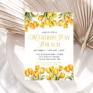 Modern Gult Tulips Blommigt Mors dag Brunch Inbjudningar