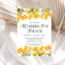Modern Gult Tulips Blommigt Mors dag Brunch Inbjudningar