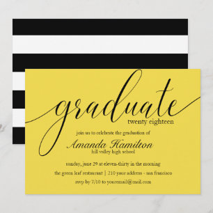 Modern Gult-typografi-inbjudan till Studenten Inbjudningar