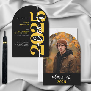 Modern Gult Typography Arch Grad Announcement Inbjudningar