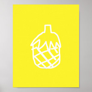 Modern gult-utformning av ananas-kontur poster