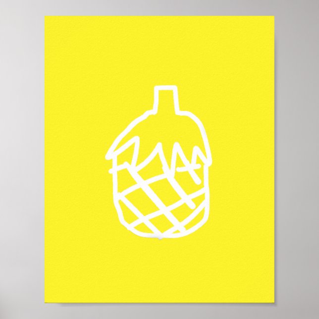 Modern gult-utformning av ananas-kontur poster (Framsidan)
