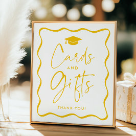 Modern Gult Vågigt kort och gåvor från Studenten Poster