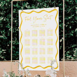 Modern Gult Vågigt sittdiagram för Ram 16 Bord Poster