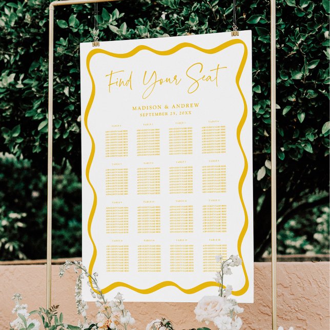 Modern Gult Vågigt sittdiagram för Ram 16 Bord Poster (Skapare uppladdad)