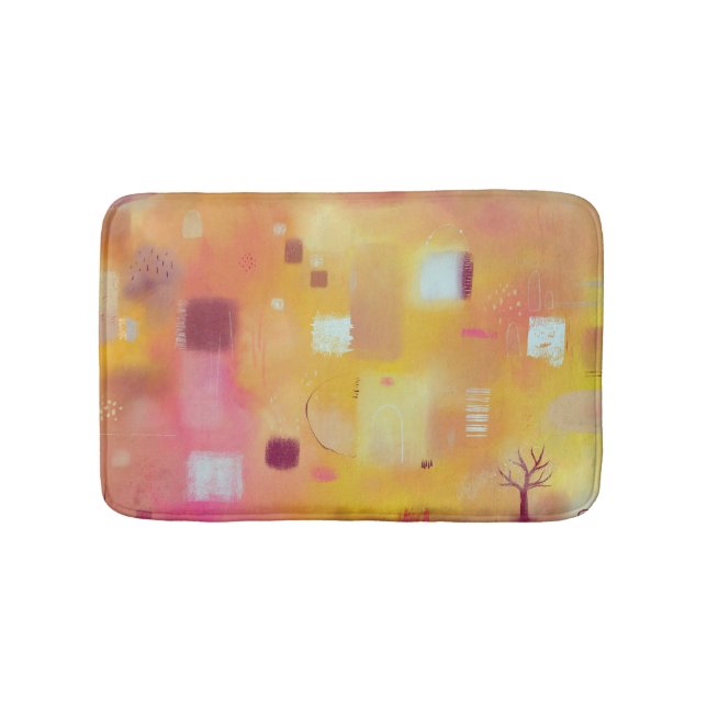 Modern Gult Watercolor Art Abstrakt Art Badrumsmatta (Framsidan)