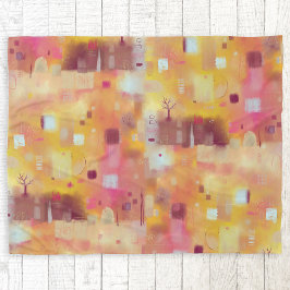 Modern Gult Watercolor Art Abstrakt Art Fleecefilt