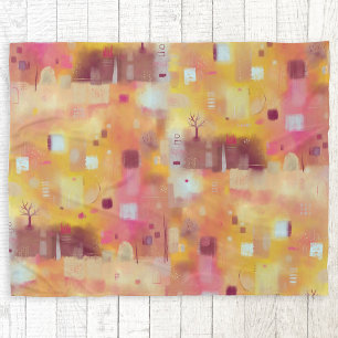 Modern Gult Watercolor Art Abstrakt Art Fleecefilt