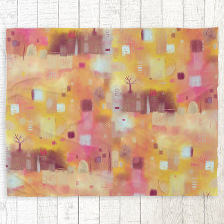 Modern Gult Watercolor Art Abstrakt Art Fleecefilt