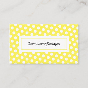 Modern Gult White Polka dots Mönster Chic Visitkort