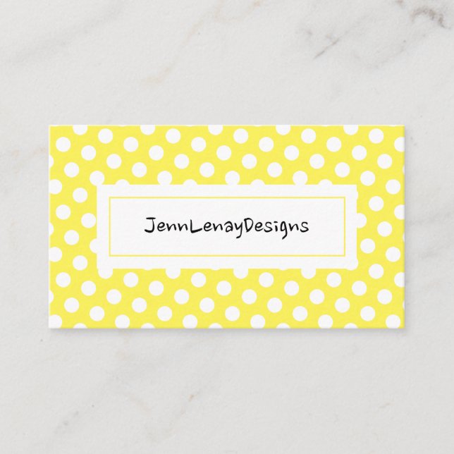 Modern Gult White Polka dots Mönster Chic Visitkort (Framsida)
