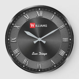 Modern Gunmetal Black Luxury Stor Klocka