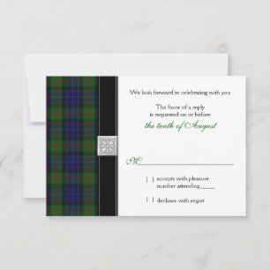 Modern Gunn Tartan Bröllop RSVP Svarskort OSA Kort