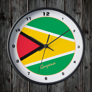 Modern Guyana-design, Guyana flagga trendig Home Rund Klocka