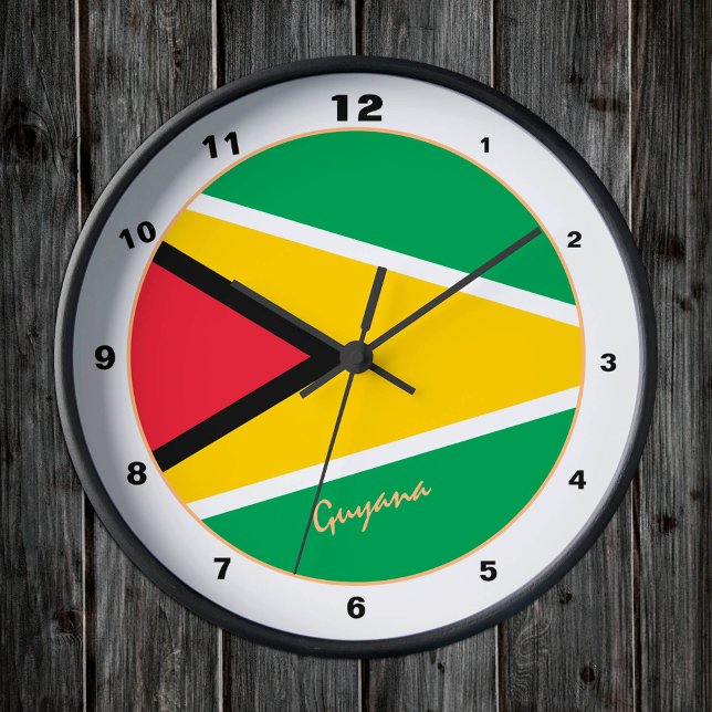 Modern Guyana-design, Guyana flagga trendig Home Rund Klocka (Skapare uppladdad)
