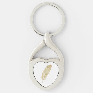 Modern Gylden Fjäder Estetik - Unik Personlig Twisted Heart Silverfärgad Nyckelring