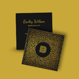 Modern gyllene gyllene prickar svart fyrkantigt visitkort