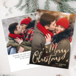 Modern gyllene jul 2 PHOTO Hälsning Helgdag C Julkort