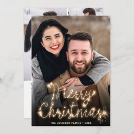 Modern gyllene jul 4 PHOTO Hälsning Julkort