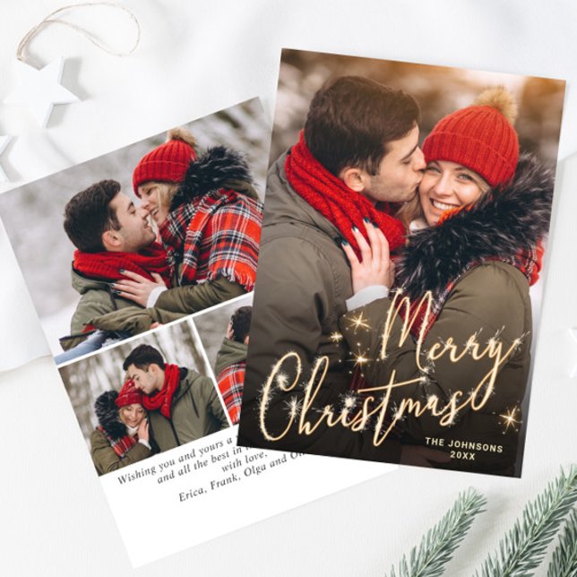 Modern gyllene jul 4 PHOTO Hälsning Julkort (Skapare uppladdad)