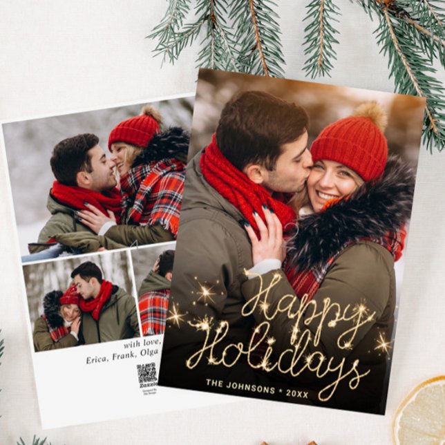Modern gyllene jul 4 PHOTO Hälsning Julkort (Skapare uppladdad)