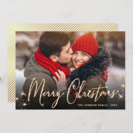 Modern gyllene julpHOTO Hälsning Julkort