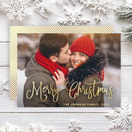 Modern gyllene julpHOTO Hälsning Julkort