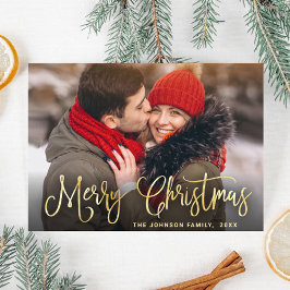 Modern gyllene julpHOTO Hälsning Julkort