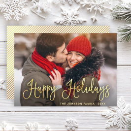 Modern gyllene julpHOTO Hälsning Julkort