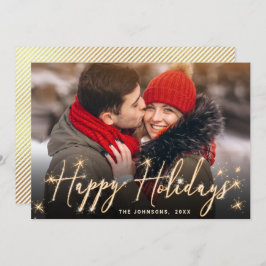 Modern gyllene julpHOTO Hälsning Julkort